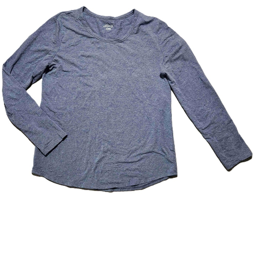 BCG Womens Heathered Blue Long Sleeve Crew Neck Shirt Large - Picture 5 of 6